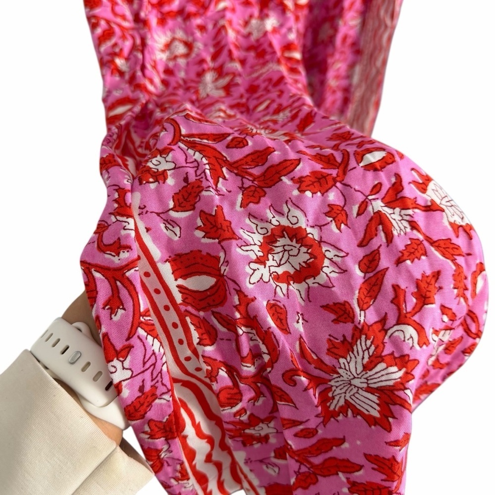 Hester & Orchard Floral Red & Pink Lounge Pants - Picture 6 of 8
